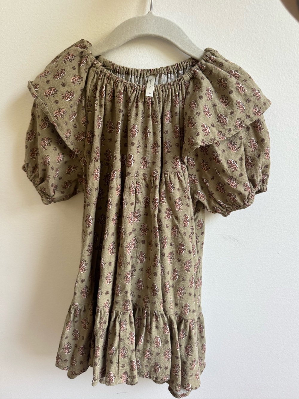 Rylee + Cru Olive Dress with Pink Floral Print